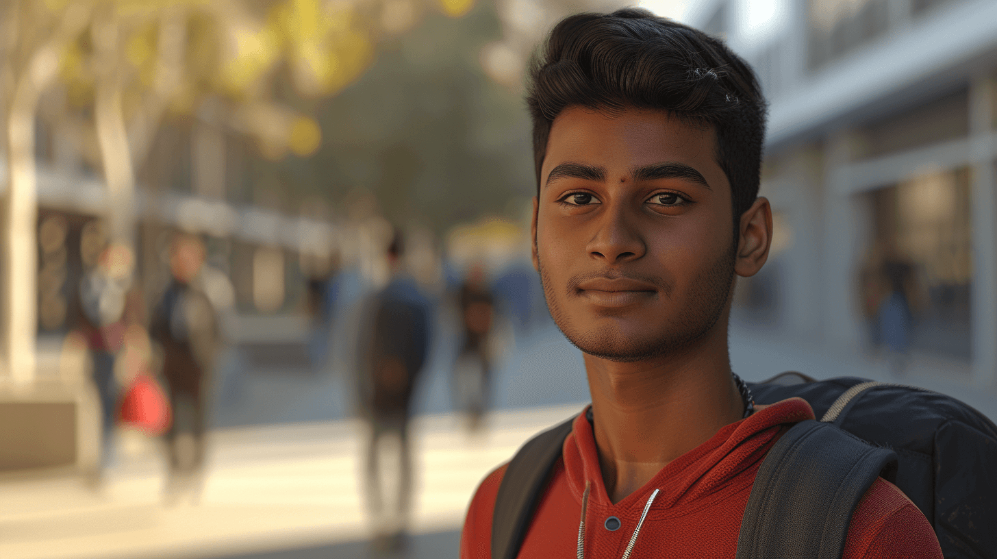 An Indian student on a university campus